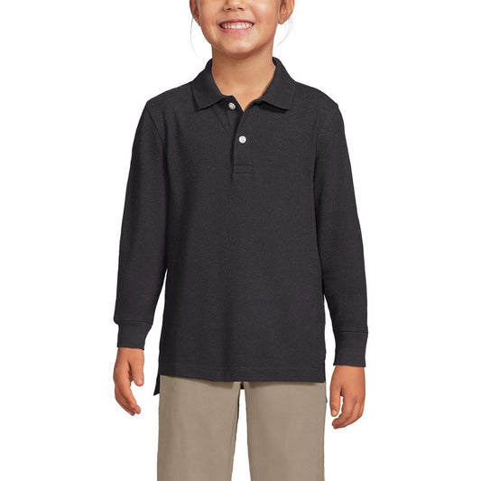 Lands' End School Uniform Kids Long Sleeve Mesh Polo Shirt