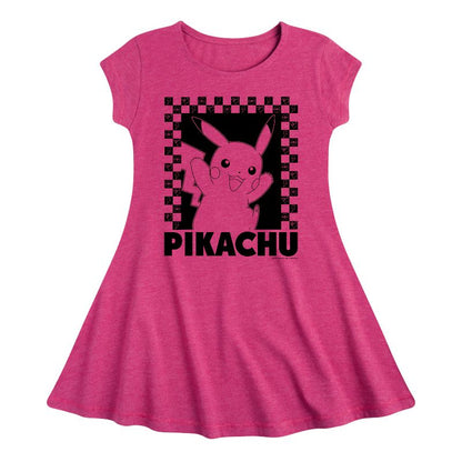 Girls' - Pokémon - Pikachu Checkers Fit & Flair Cap Sleeve Dress