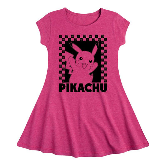 Girls' - Pokémon - Pikachu Checkers Fit & Flair Cap Sleeve Dress
