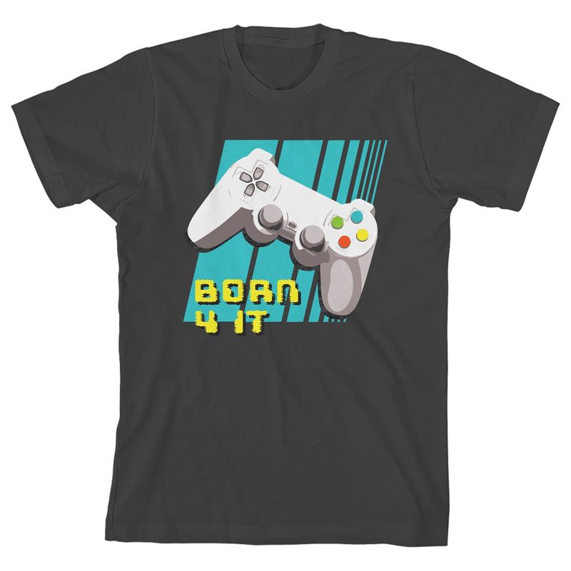 Gamer Born 4 It Youth Charcoal Gray Short Sleeve Crew Neck Tee