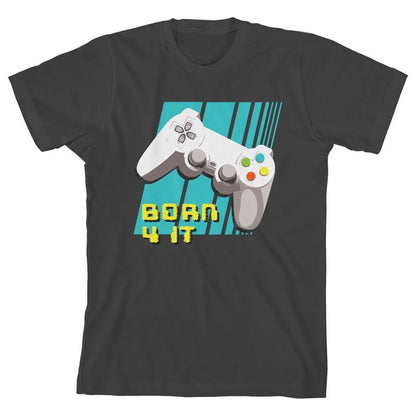 Gamer Born 4 It Youth Charcoal Gray Short Sleeve Crew Neck Tee