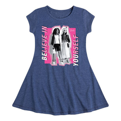 فستان باربي - للبنات - ثق بنفسك - مناسب وأنيق - بأكمام قصيرة