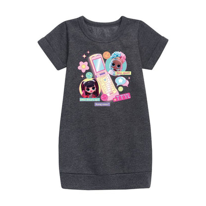 فستان صوف بأكمام قصيرة مطبوع عليه رسومات للبنات - مفاجأة LOL! - دردشة هاتفية