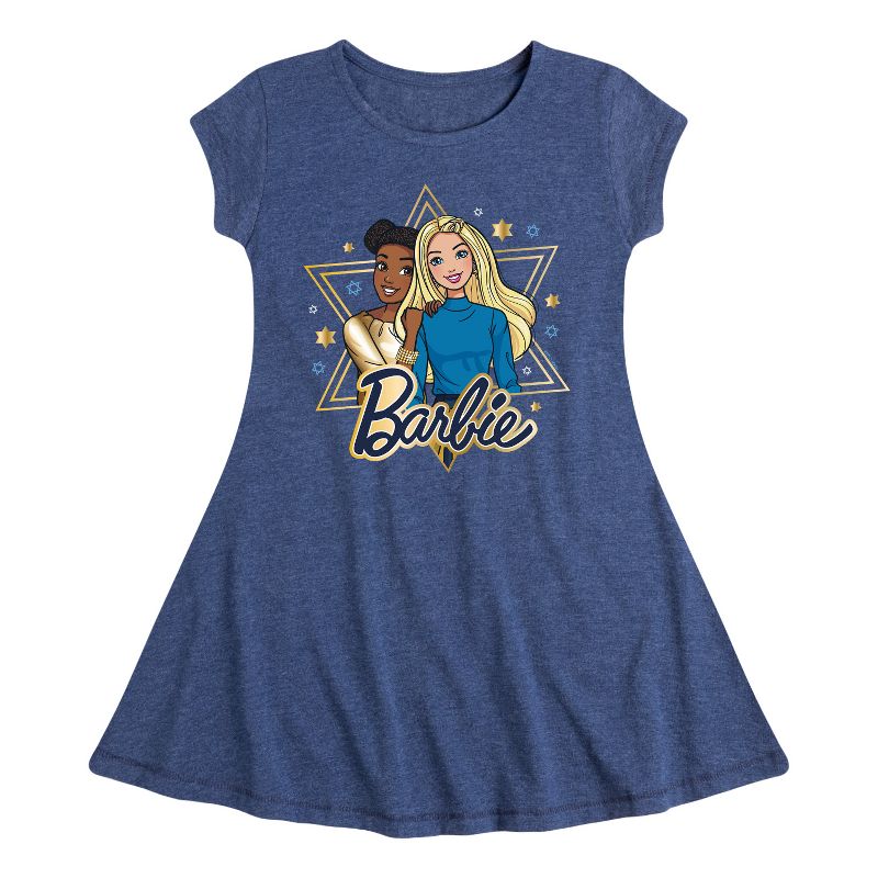 Girls' - Barbie - Holiday Friends Fit & Flair Cap Sleeve Dress