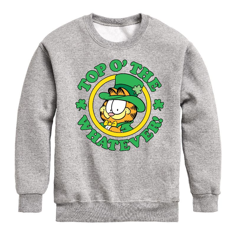 Boys' - Garfield - Top O The Whatever Graphic Long Sleeve Fleece Sweatshirt