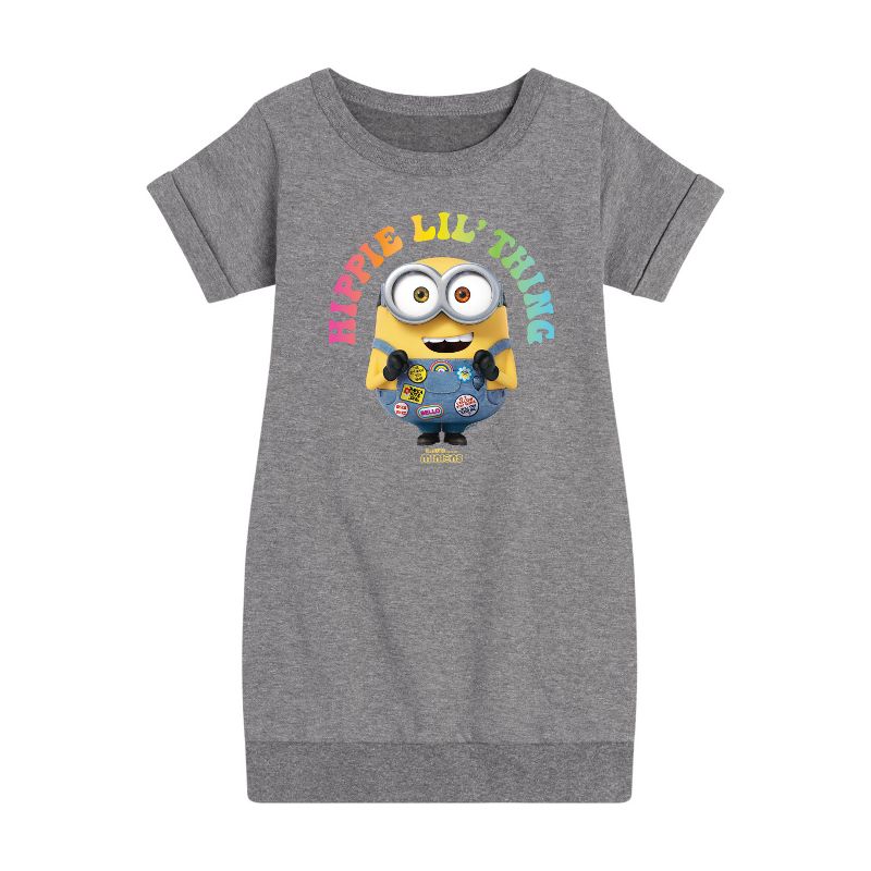 Girls' - Despicable Me Minions - Hippie Lil' Thing Graphic Short Sleeve Fleece Dress