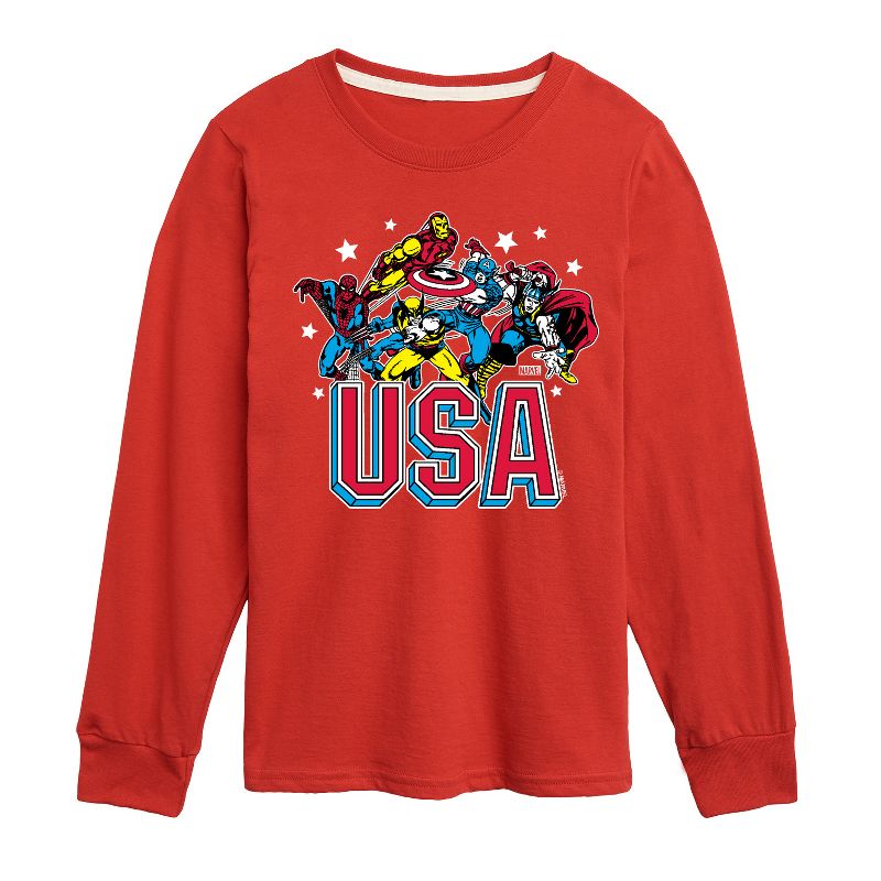 Boys' - Marvel - USA Long Sleeve Graphic T-Shirt