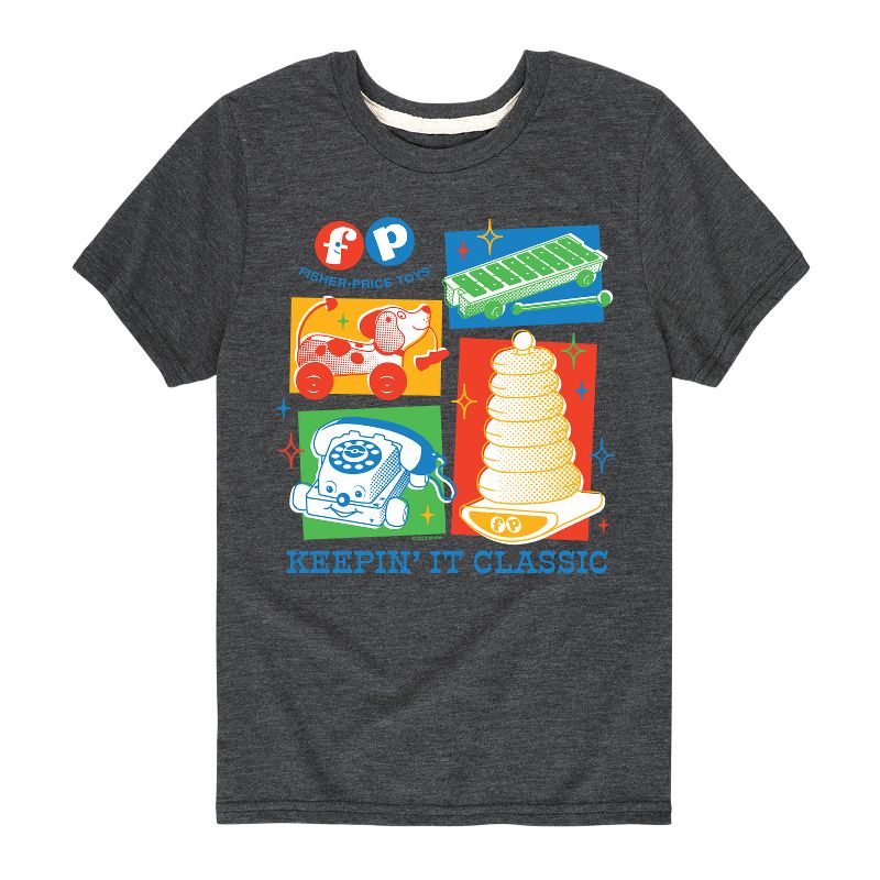 تي شيرت جرافيكي بأكمام قصيرة من Fisher-Price 60S Toys Grid للأولاد - Fisher Price