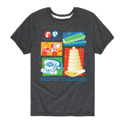 تي شيرت جرافيكي بأكمام قصيرة من Fisher-Price 60S Toys Grid للأولاد - Fisher Price