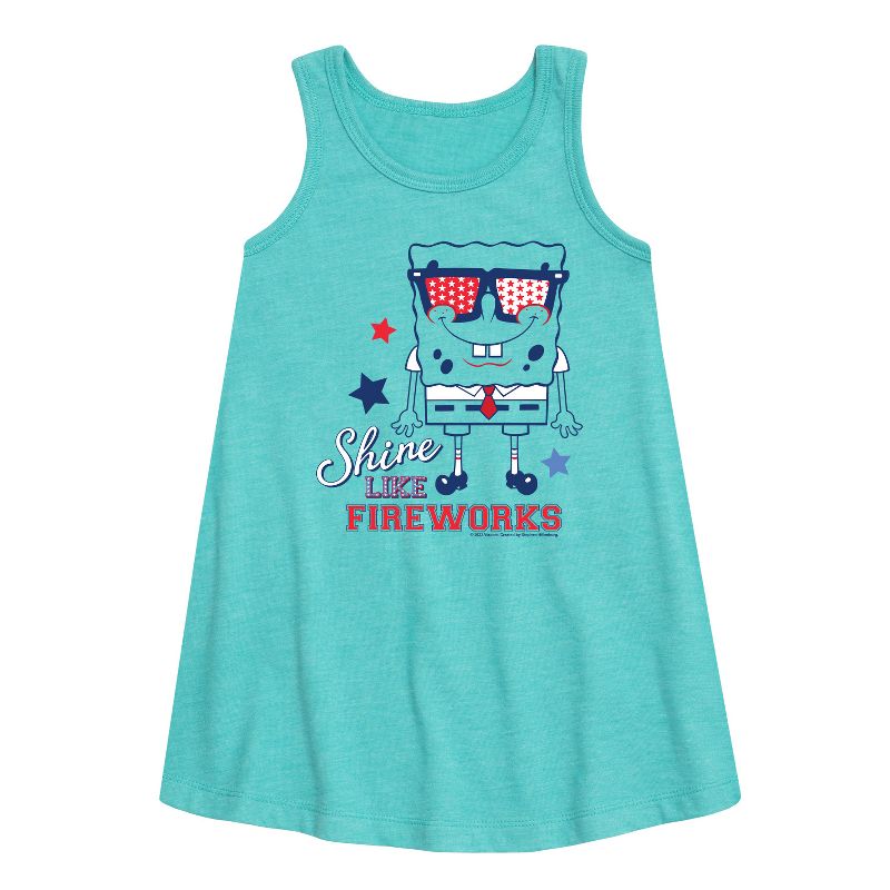 Girls' - SpongeBob SquarePants - Shine Like Fireworks Graphic Sleeveless Aline Dress
