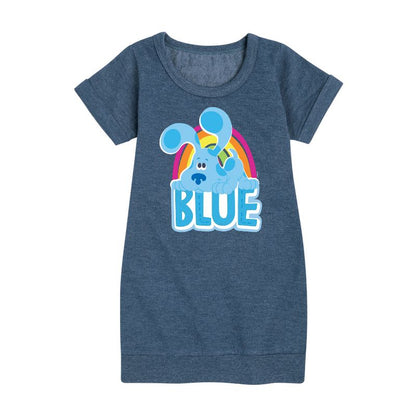 فستان أزرق قصير الأكمام من الصوف برسومات للبنات - بلو كلوز وأنتِ!