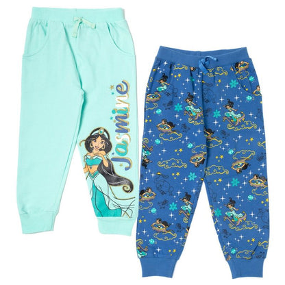 Disney Princess Moana Belle Rapunzel Jasmine Ariel Cinderella Girls 2 Pack Pants Little Kid to Big Kid