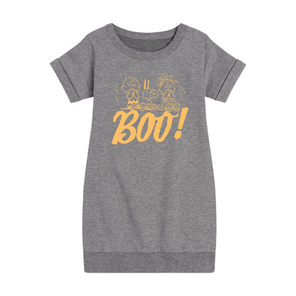 Girls' - Peanuts - Boo Graphic Short Sleeve Fleece Dress