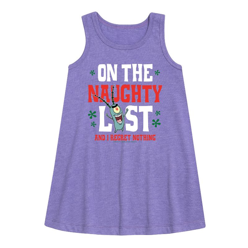 فستان بلانكتون نوتي ليست الجرافيكي بدون أكمام للفتيات - سبونج بوب سكوير بانتس