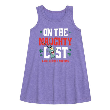 فستان بلانكتون نوتي ليست الجرافيكي بدون أكمام للفتيات - سبونج بوب سكوير بانتس