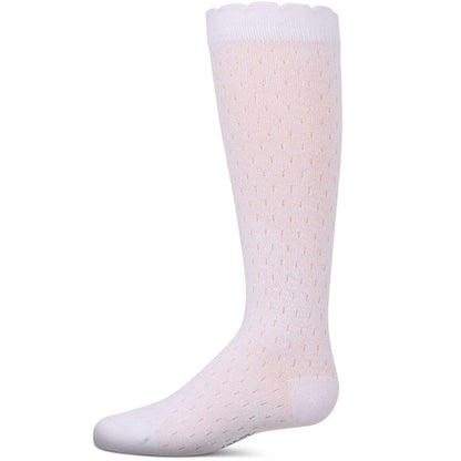 Memoi Girls Pointelle Soft Stretch Cotton Knee Socks