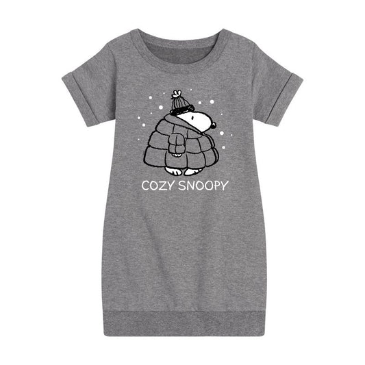 Girls' - Peanuts - Cozy Snoopy Graphic Short Sleeve Fleece Dress