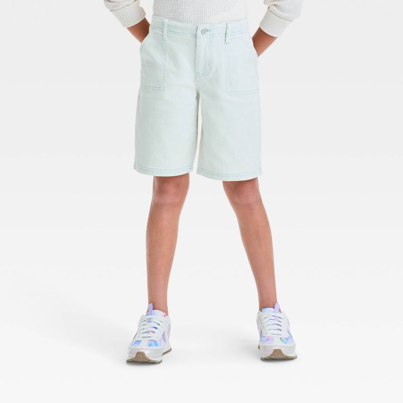 Girls' Mid-Rise Baggy Bermuda Denim Shorts - art class™