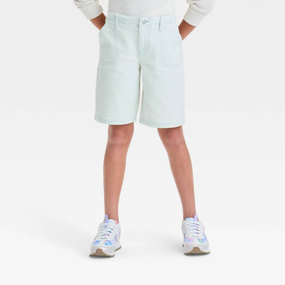 Girls' Mid-Rise Baggy Bermuda Denim Shorts - art class™