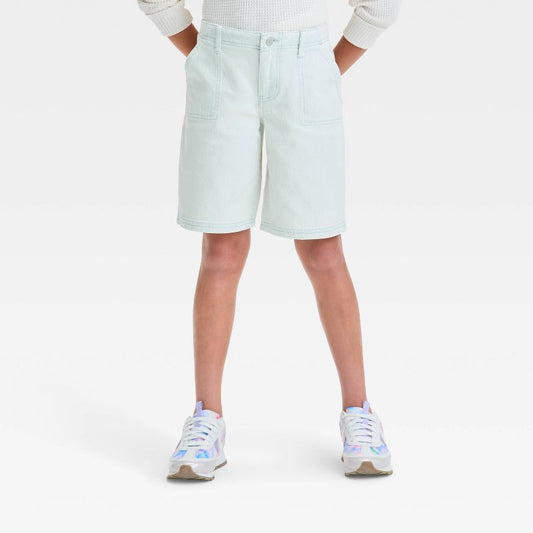 Girls' Mid-Rise Baggy Bermuda Denim Shorts - art class™