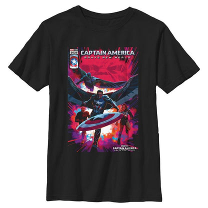 Boy's Captain America: Brave New World New Team Comic Book Cover T-Shirt