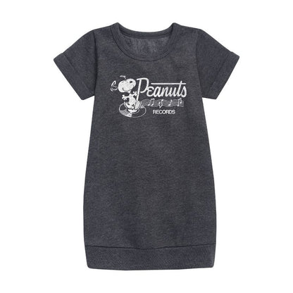 Girls' - Peanuts - Dancing Snoopy Graphic Short Sleeve Fleece Dress