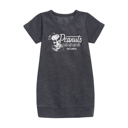 Girls' - Peanuts - Dancing Snoopy Graphic Short Sleeve Fleece Dress