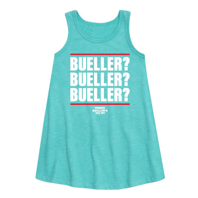 فستان بيولر بيولر الجرافيكي بدون أكمام بتصميم خطي للفتيات - يوم عطلة فيريس بيولر