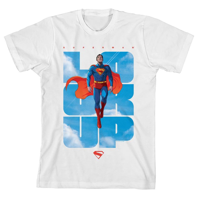 Superman Movie 2025 Superhero, Man of Steel, DC Comics, Superpowers, Crypto, S, Look Up, on White Short Sleeve Youth T-Shirt