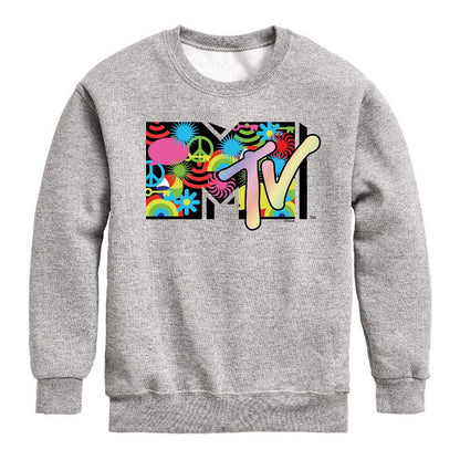 Boys' - MTV - Icon Collage Logo Graphic Long Sleeve Fleece Sweatshirt
