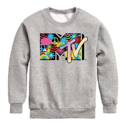 Boys' - MTV - Icon Collage Logo Graphic Long Sleeve Fleece Sweatshirt