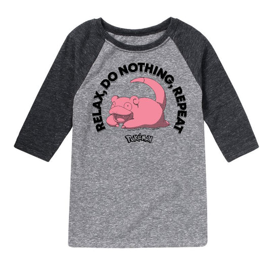 Boys' - Pokémon - Slowpoke Relax Do Nothing Repeat Raglan Graphic T-Shirt