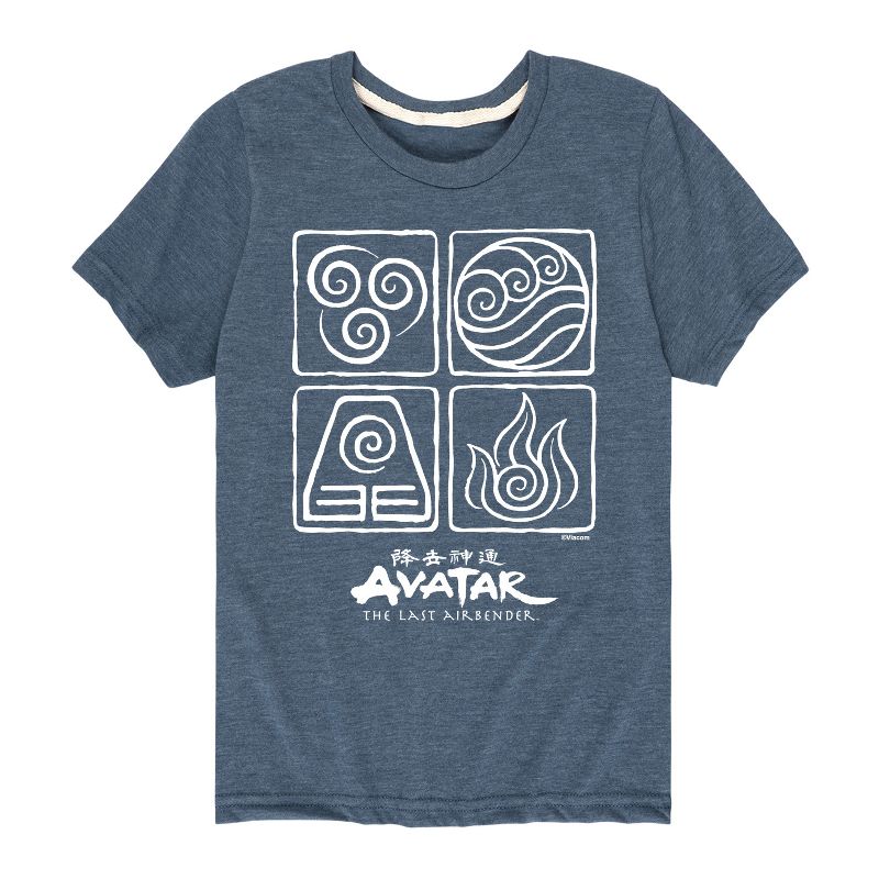 Boys' - Avatar: The Last Airbender - Air Water Earth Fire Grid Short Sleeve Graphic T-Shirt