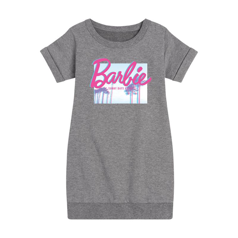 Girls' - Barbie - Sunny Days Ahead Graphic Short Sleeve Fleece Dress