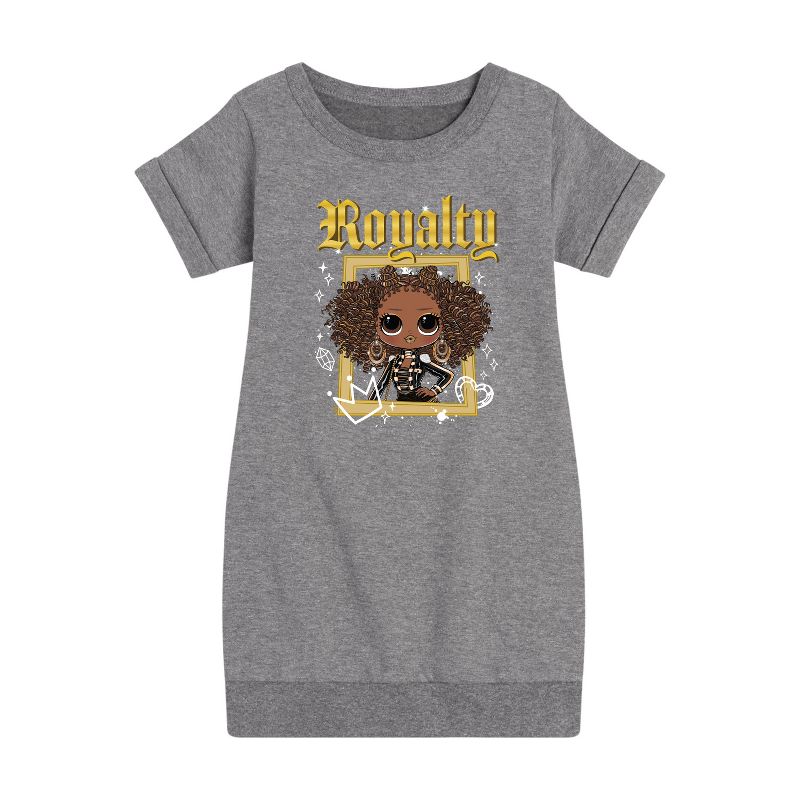 فستان صوف بأكمام قصيرة مطبوع عليه رسومات النحلة الملكية للبنات - مفاجأة LOL!