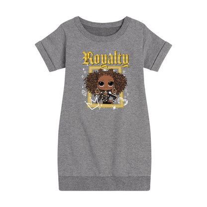 فستان صوف بأكمام قصيرة مطبوع عليه رسومات النحلة الملكية للبنات - مفاجأة LOL!