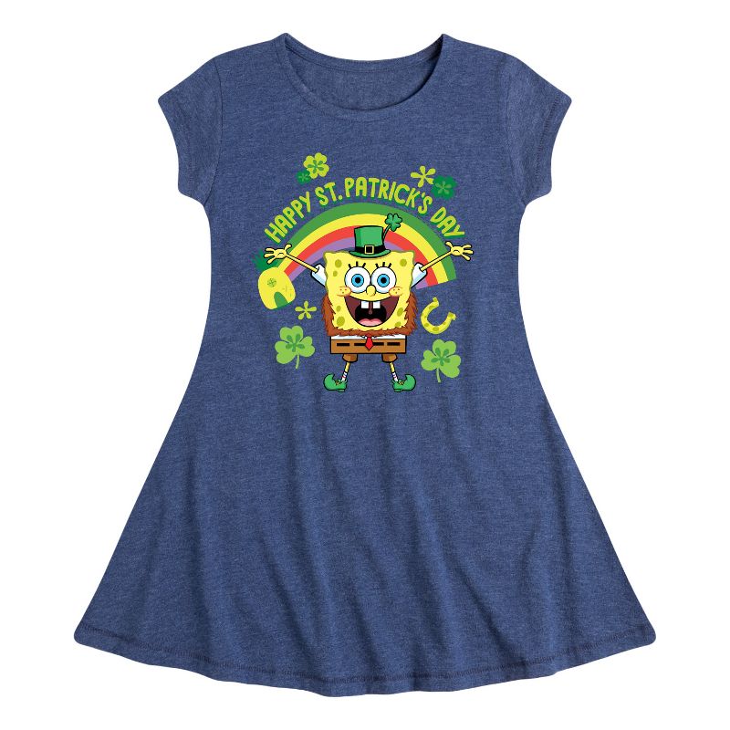 Girls' - SpongeBob Squarepants - Happy St. Patricks Day Fit & Flair Cap Sleeve Dress
