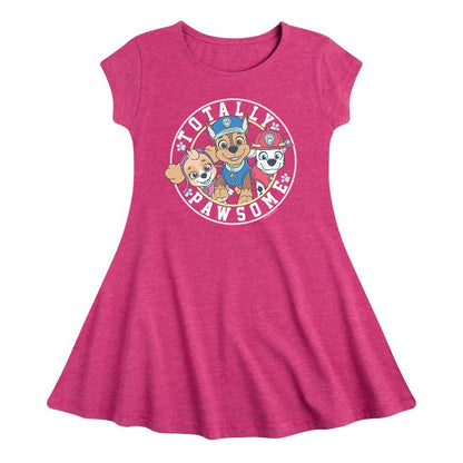 Girls' - Paw Patrol - Chase Skye Marshall Totally Pawsome Fit & Flair Cap Sleeve Dress