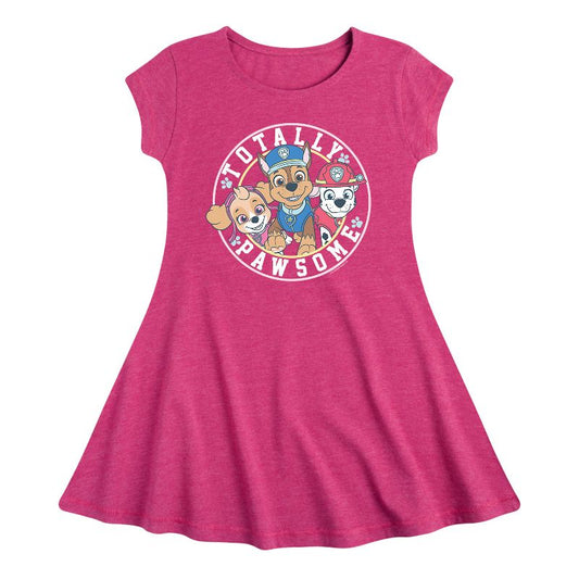 Girls' - Paw Patrol - Chase Skye Marshall Totally Pawsome Fit & Flair Cap Sleeve Dress