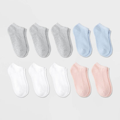 Girls' 10pk Low Cut Socks - Cat & Jack™ Pink/White/Blue
