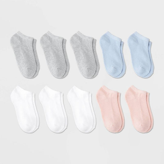 Girls' 10pk Low Cut Socks - Cat & Jack™ Pink/White/Blue