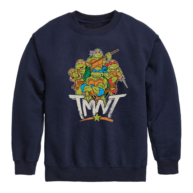 Boys' - Teenage Mutant Ninja Turtles - Tmnt Rebel Road Group Graphic Long Sleeve Fleece Sweatshirt