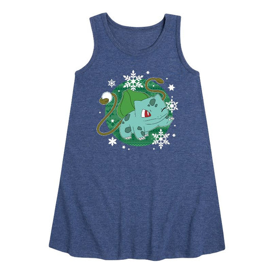 Girls' - Pokémon - Bulba Pattern Graphic Sleeveless Aline Dress