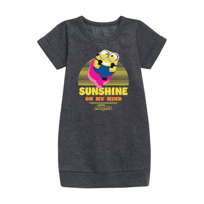Girls' - Despicable Me Minions - Sunshine On My Mind Graphic Short Sleeve Fleece Dress