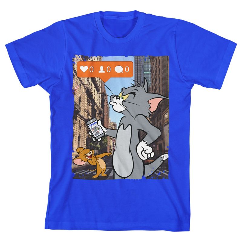 تي شيرت أزرق ملكي للأولاد من توم وجيري على إنستغرام