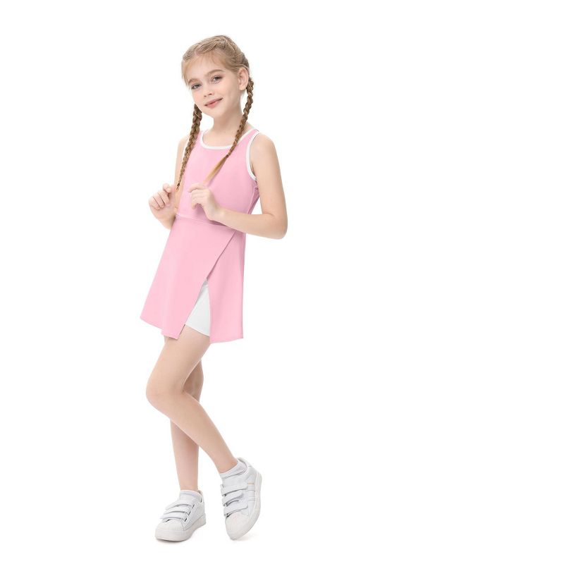 Girls Tennis Golf Dress Outfit Sleeveless A-line Pleated Athletic Skirt Dress with Pockets Safety Inner Shorts
