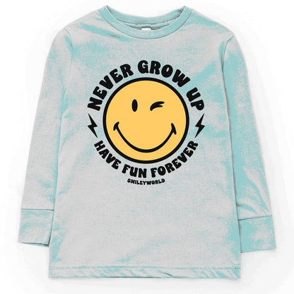 تي شيرت بأكمام طويلة للشباب من Juniper Shop SmileyWorld Never Grow Up