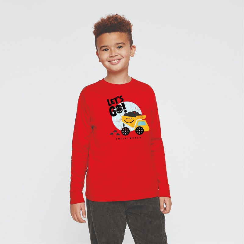 تي شيرت بأكمام طويلة للشباب من The Juniper Shop SmileyWorld Let's Go Dump Truck