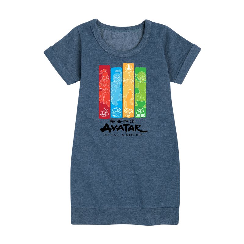 Girls' - Avatar: The Last Airbender - Four Nations Graphic Short Sleeve Fleece Dress