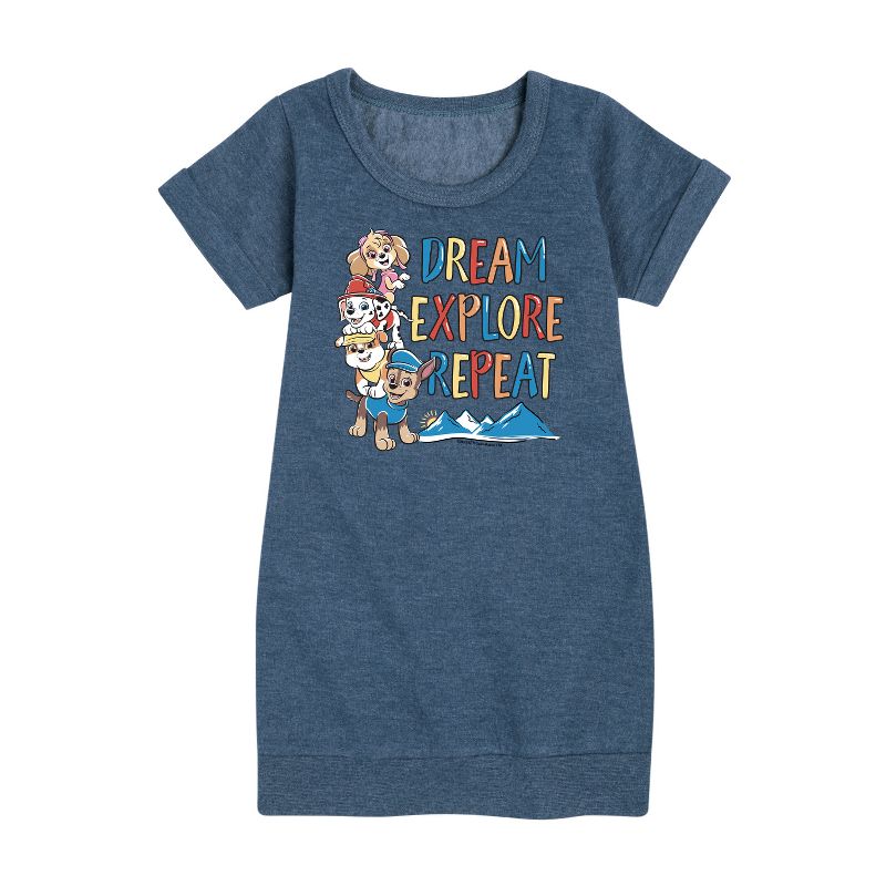 فستان صوف بأكمام قصيرة مطبوع عليه رسومات "دورية المخلب" للبنات